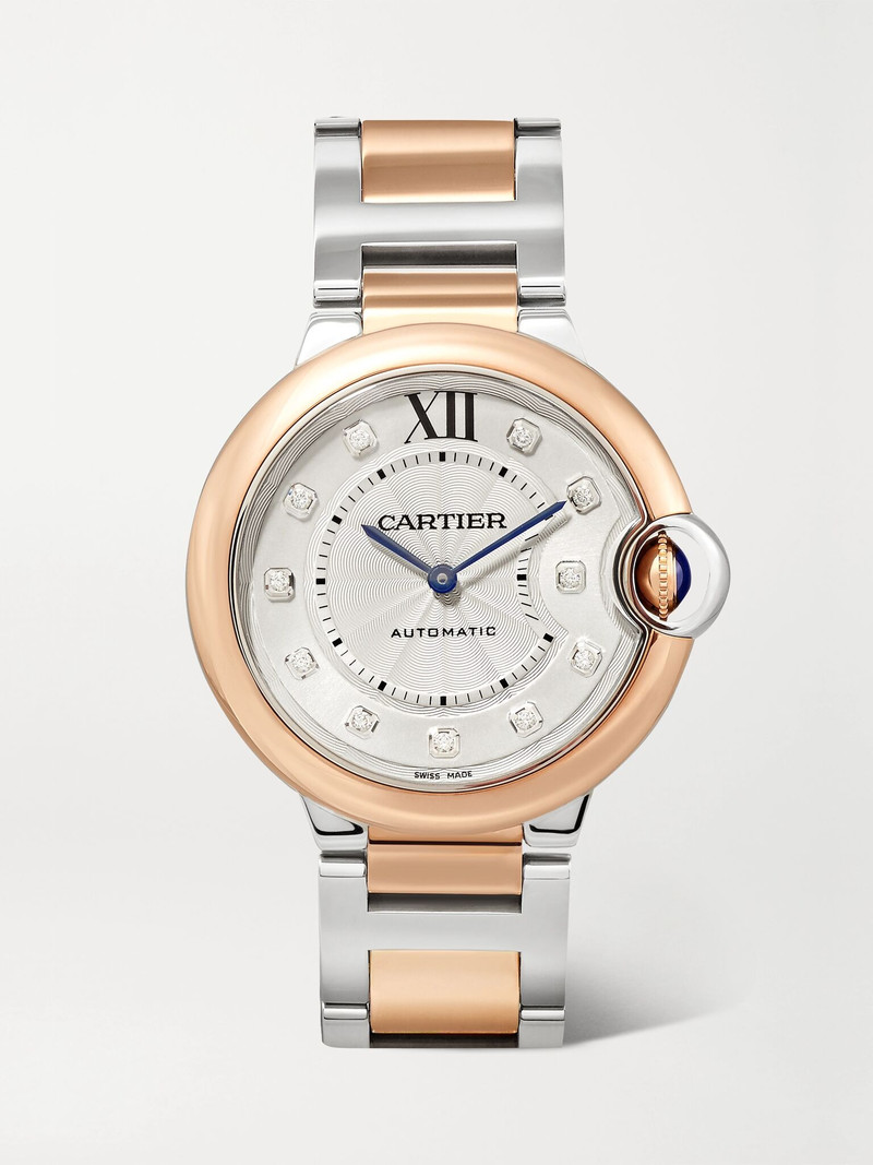 Ballon Bleu de Cartier Automatic 36mm 18-karat rose gold, stainless steel and diamond watch White 1