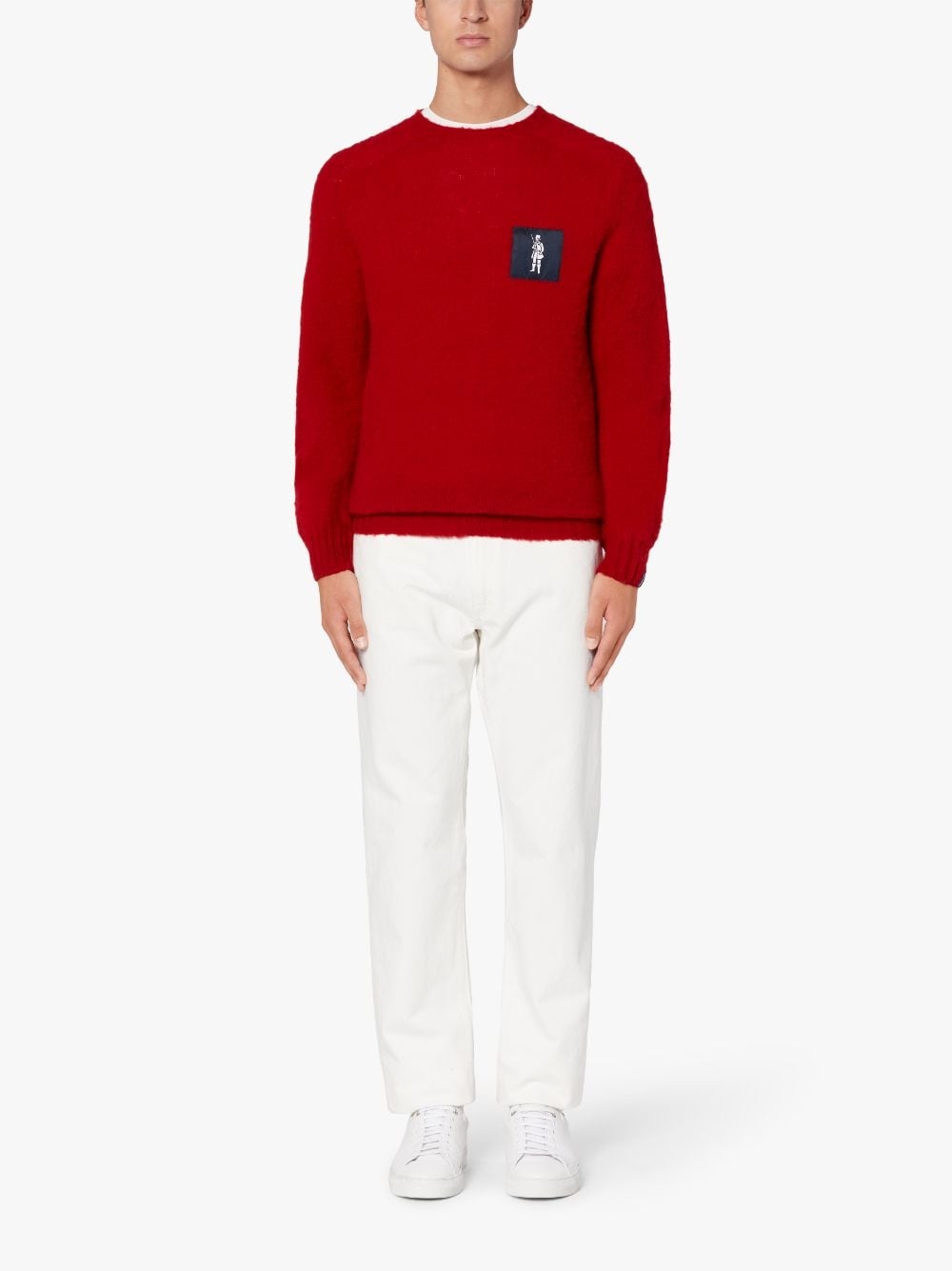 HUTCHINS PATCH RED WOOL CREW NECK SWEATER - 2