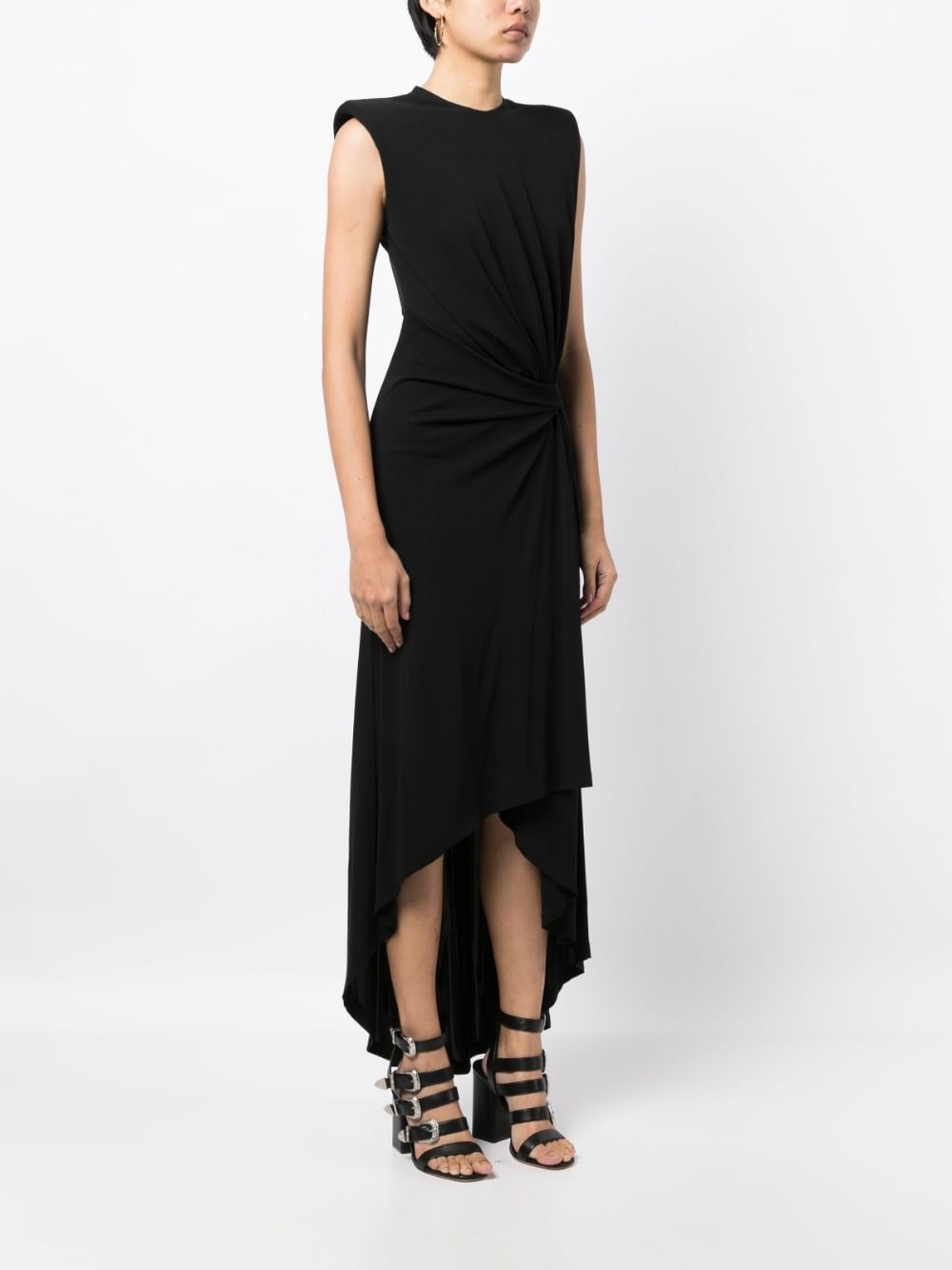 shoulder-pads sleeveless midi dress - 3