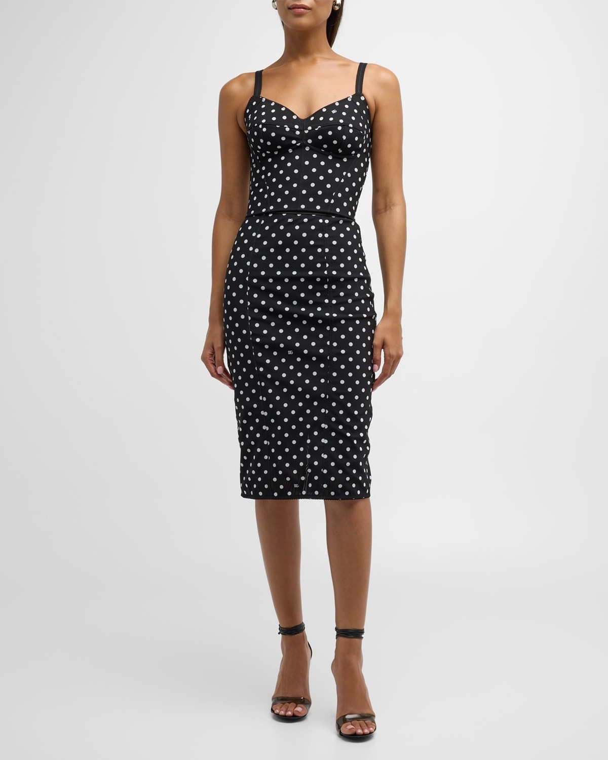 Logo Polka-Dot Print Marquisette Bustier Top - 3