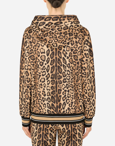 Dolce & Gabbana Zip-up jersey hoodie with leopard print outlook