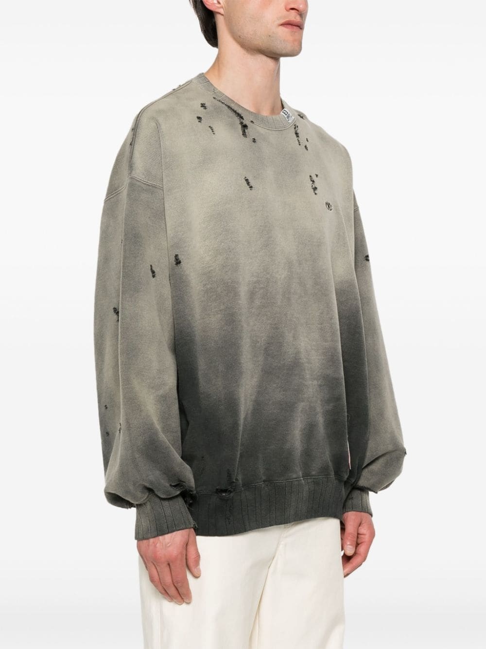 faded-effect distressed cotton sweatshirt - 3