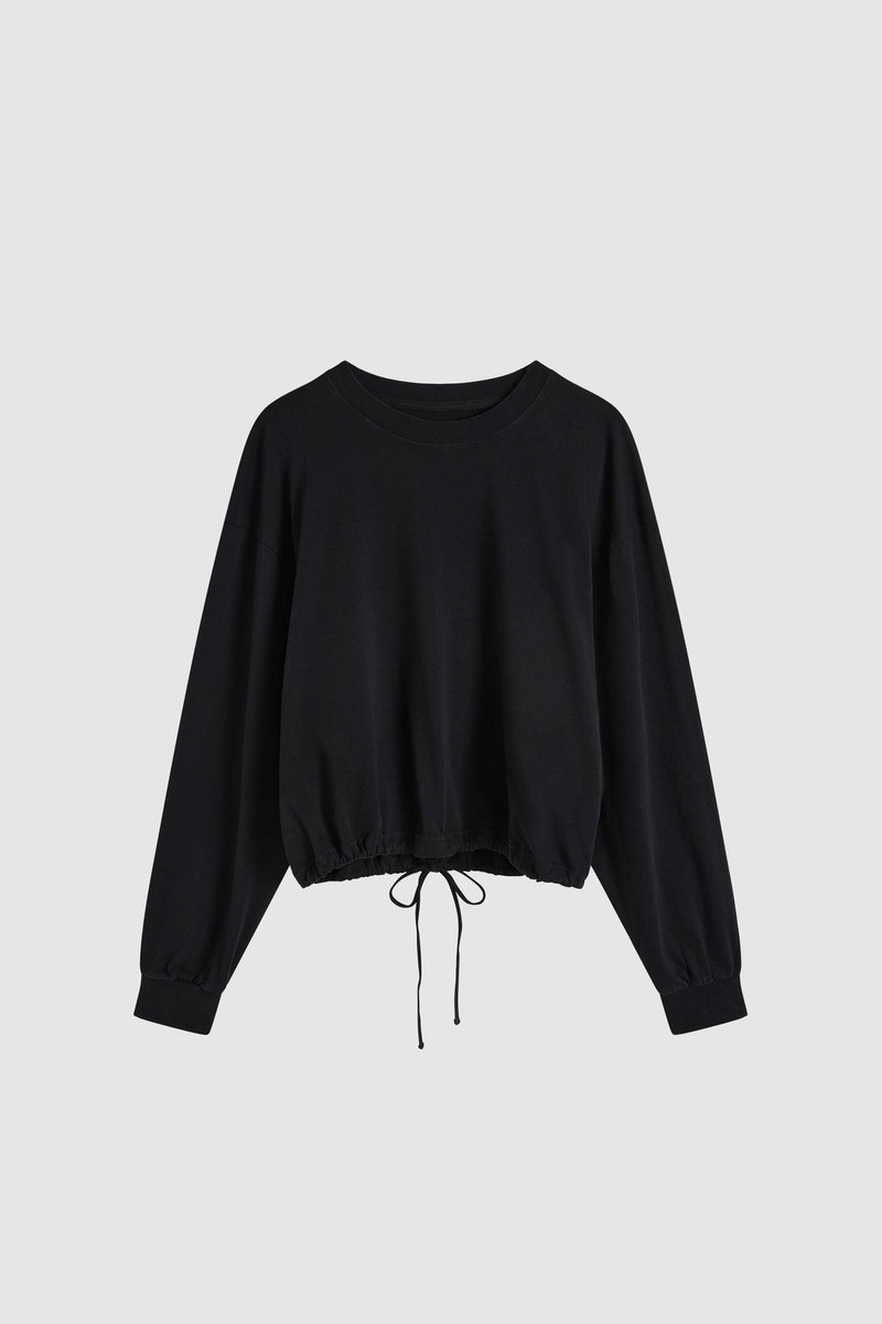 Drawstring Long Sleeve Top - Black 5