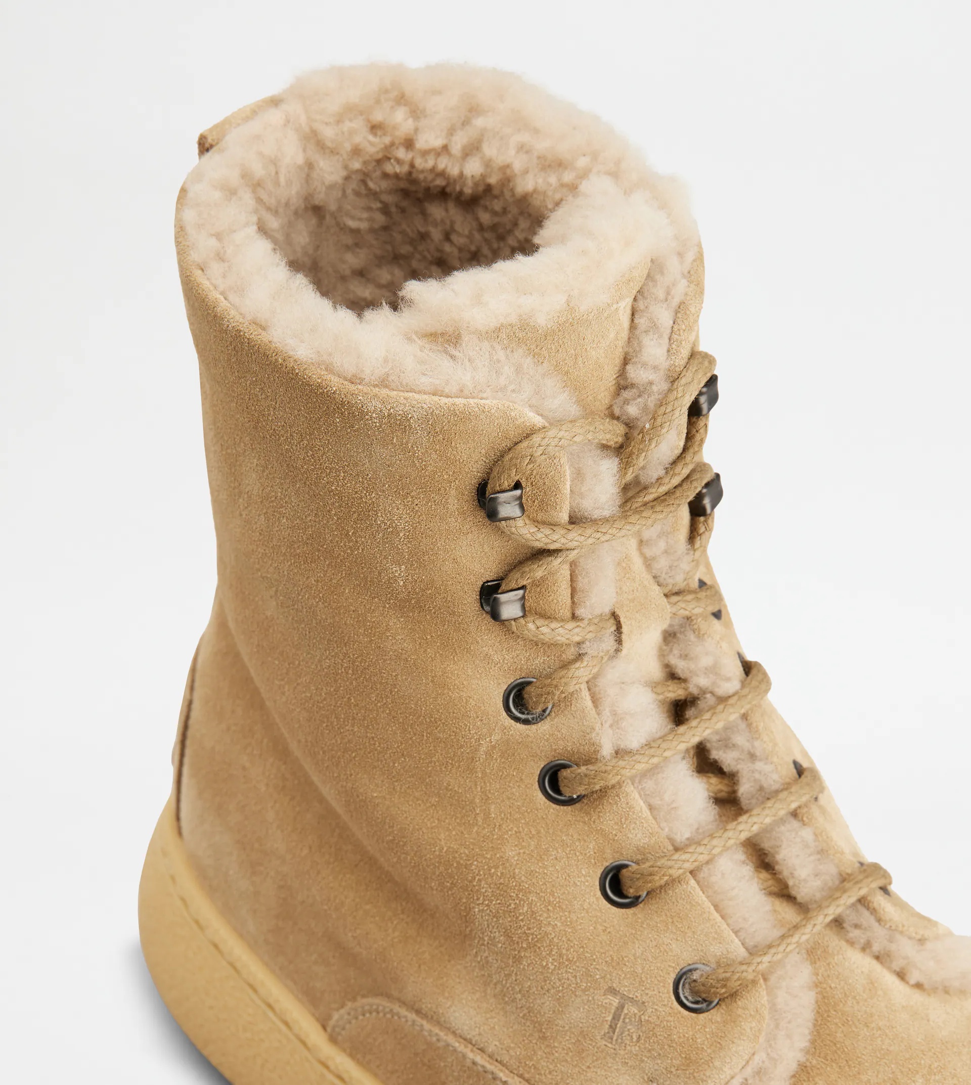 TOD'S W. G. LACE-UP ANKLE BOOTS IN SUEDE - BEIGE - 6