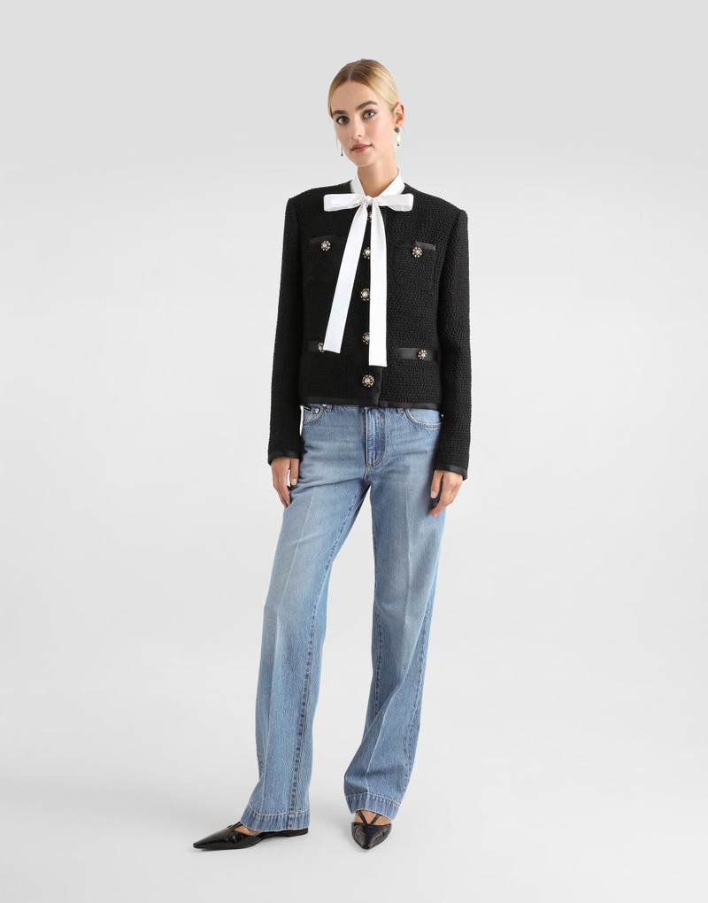 スカート Dolce & Gabbana FW24 (FXO10T JFMEXN0000) Stretch viscose knit pencil skirt with DG logo in Black for