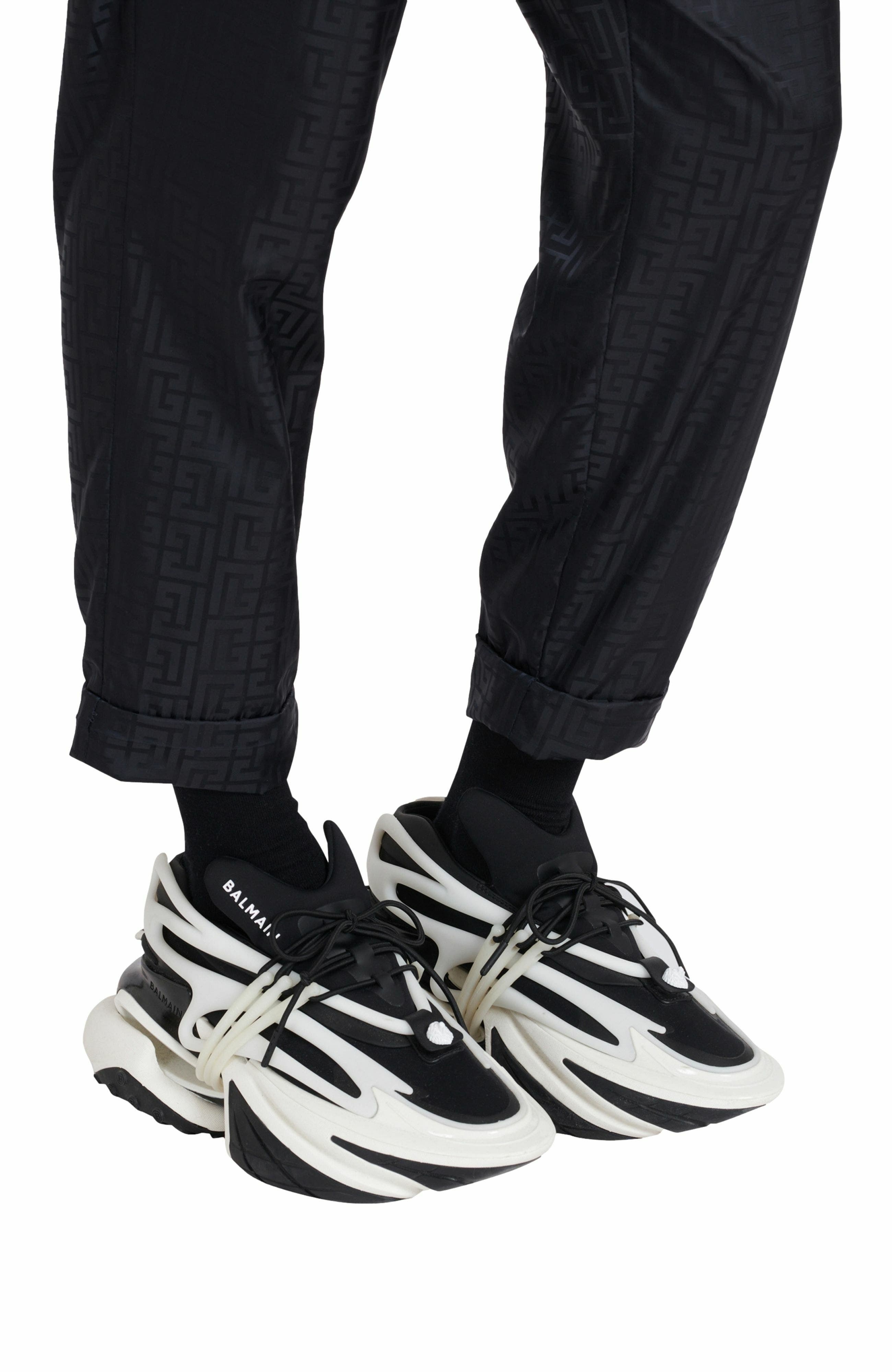 Balmain Unicorn low-top sneakers in neoprene and leather in Black at Nordstrom - 2