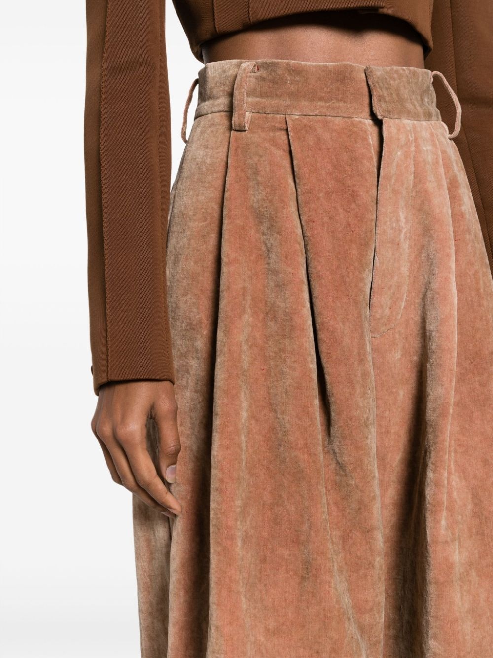wide-leg velvet trousers - 10