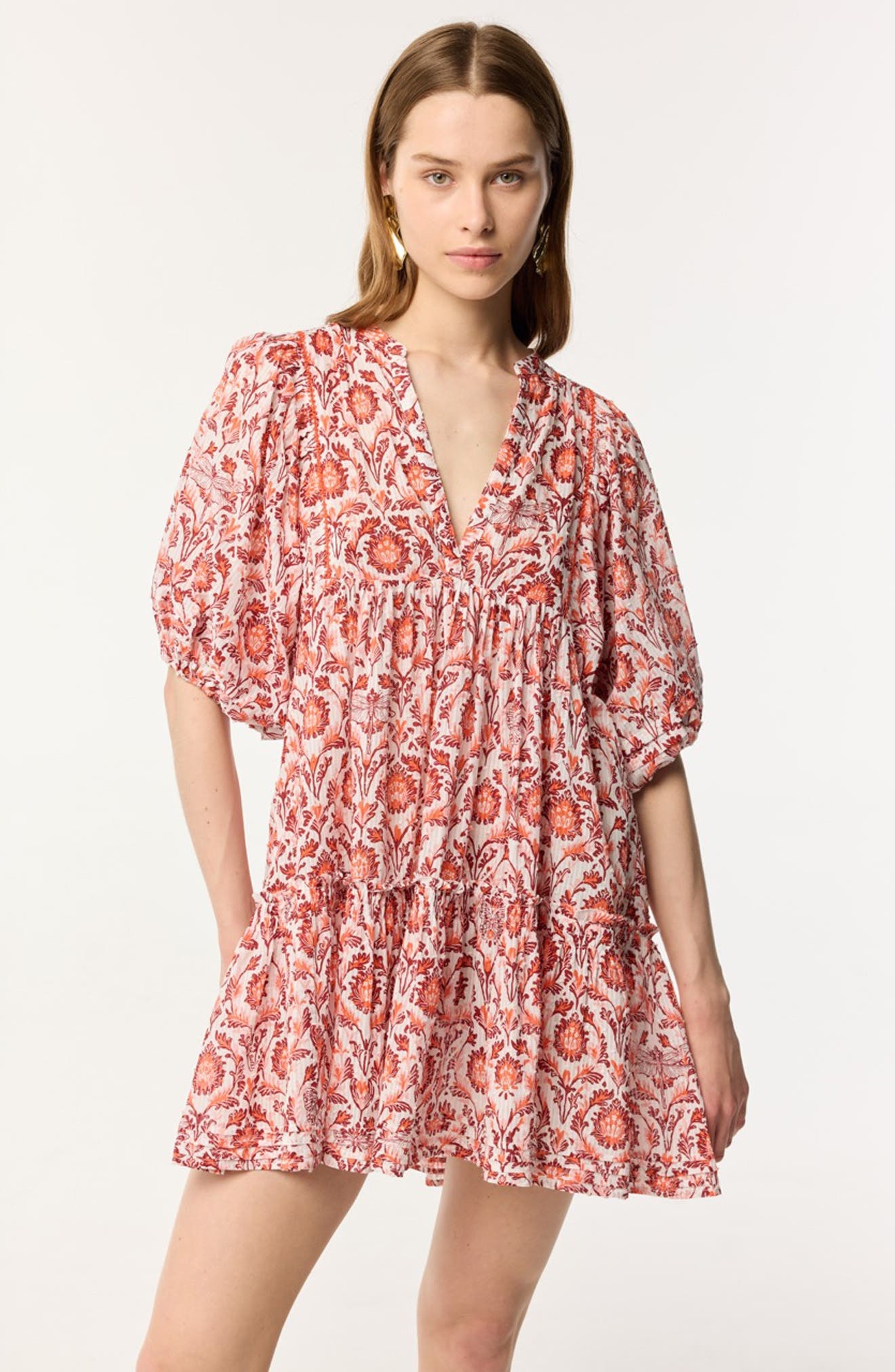 Poupette St Barth Aria Print Cotton Cover-Up Minidress in Pink Victorian at Nordstrom - 5