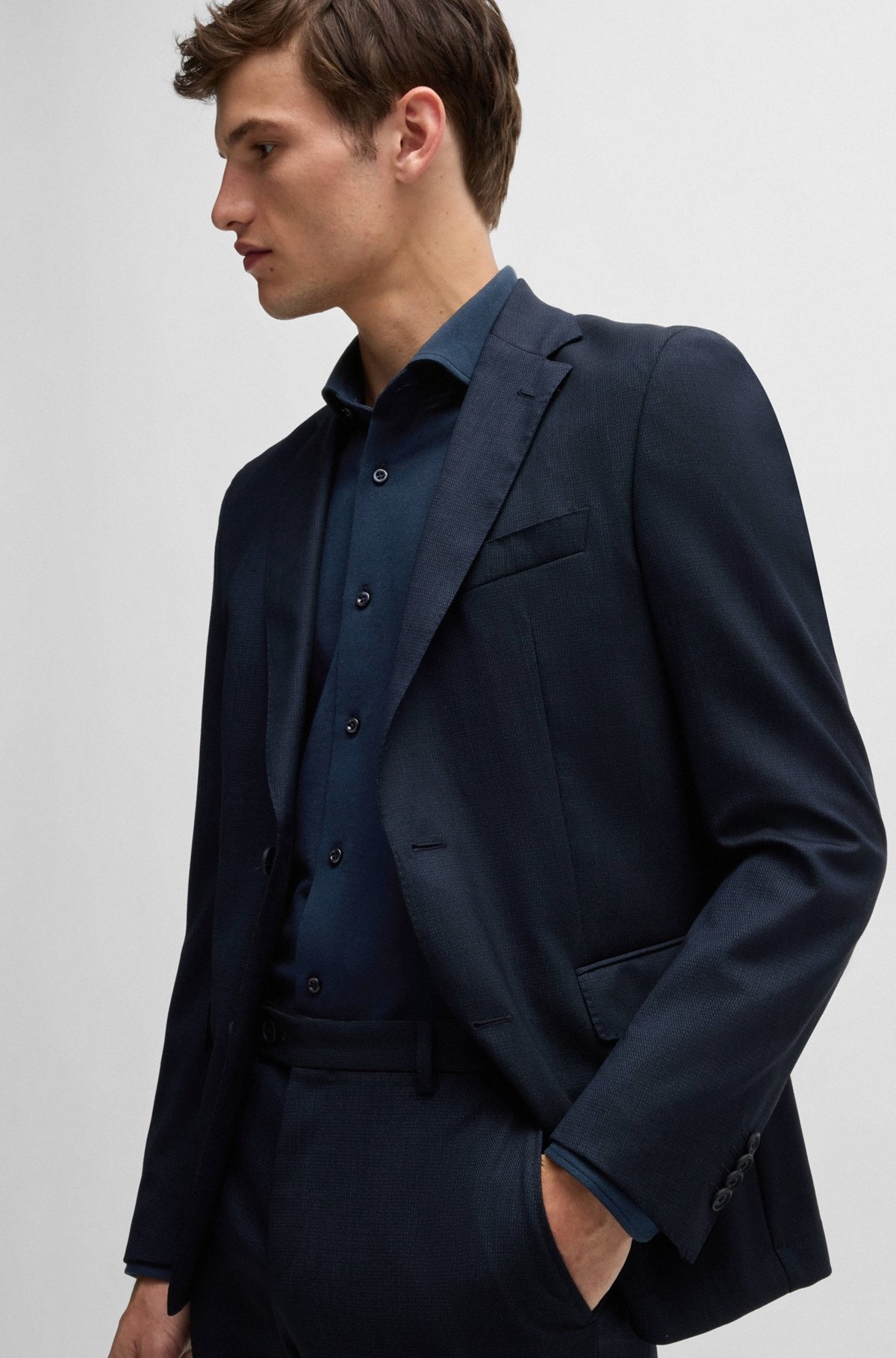 SLIM-FIT SHIRT IN COTTON-PIQUÉ JERSEY - 6