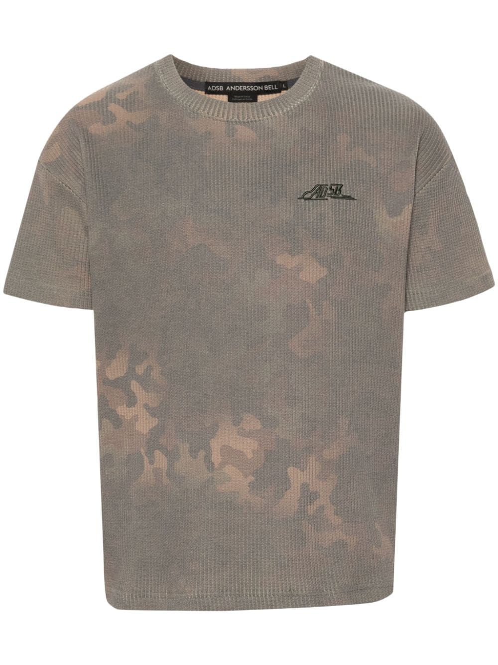 camouflage-print waffle-knit T-shirt - 1