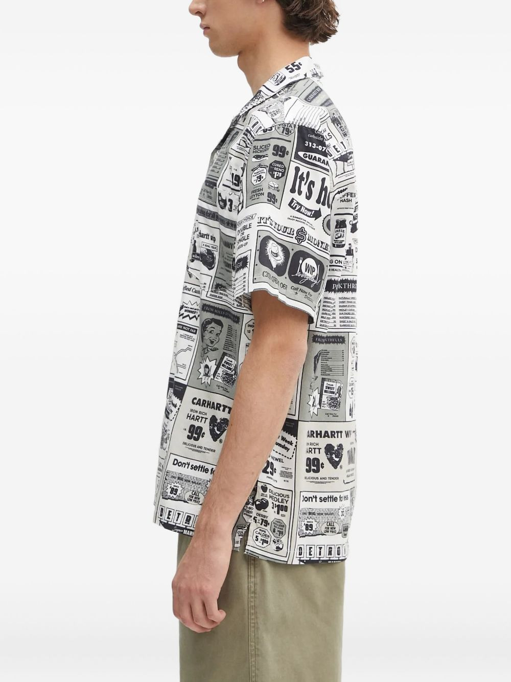 newspaper-print short-sleeve shirt - 3