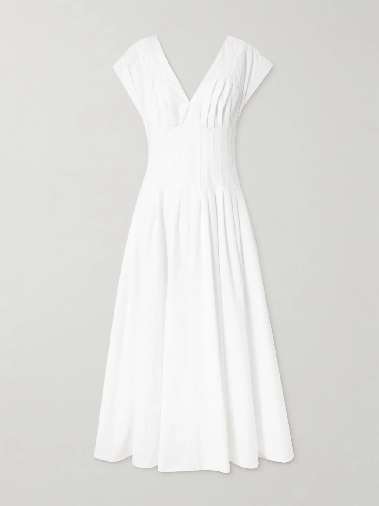 Nina Pleated Cotton-blend Poplin Midi Dress - 1