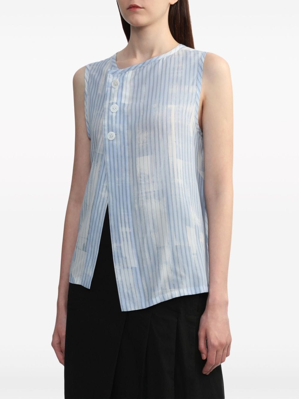 asymmetric gathered striped shirt - 3