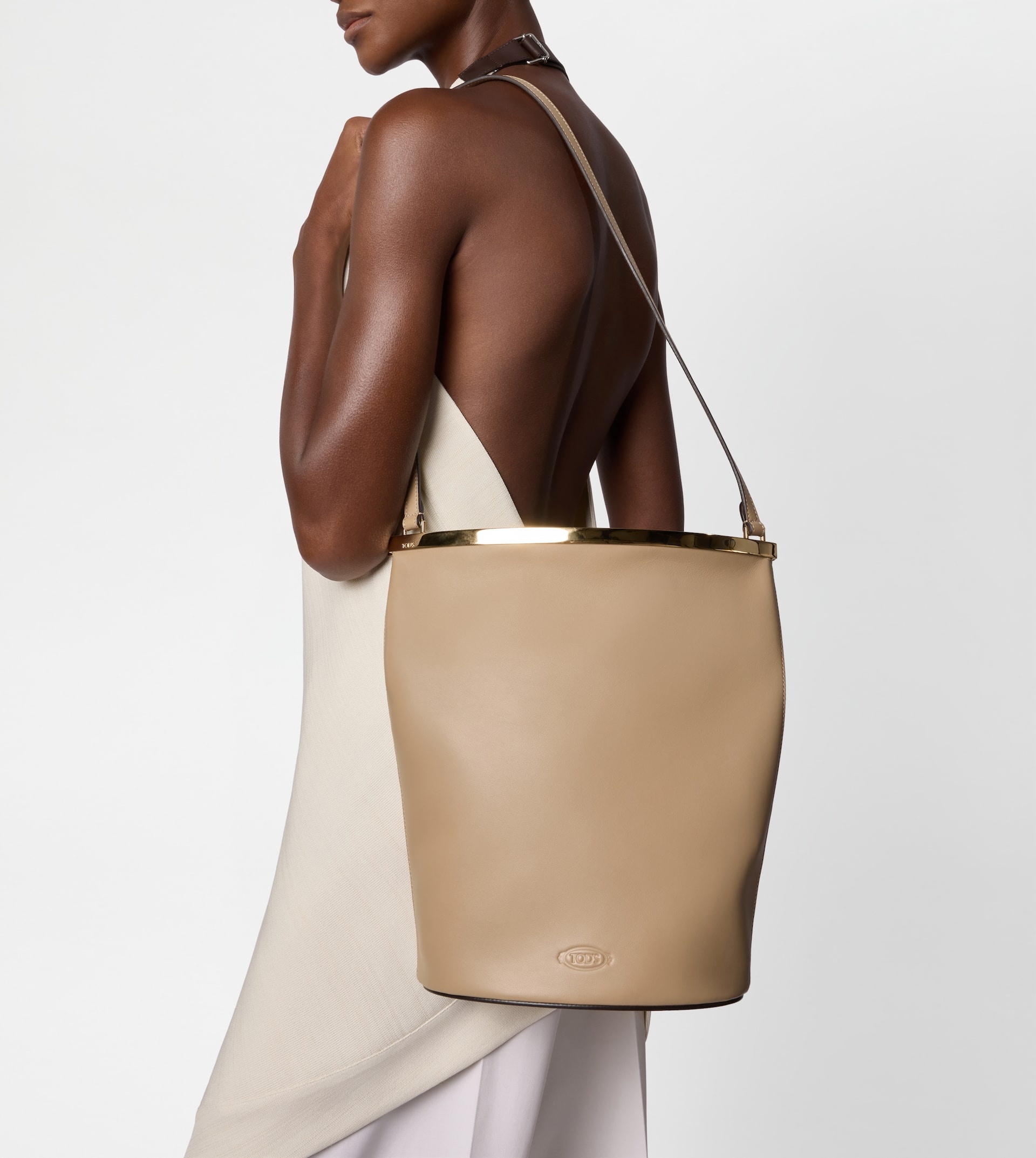 TOD'S MAGENTA BAG BUCKET BAG IN LEATHER SMALL - BEIGE - 6