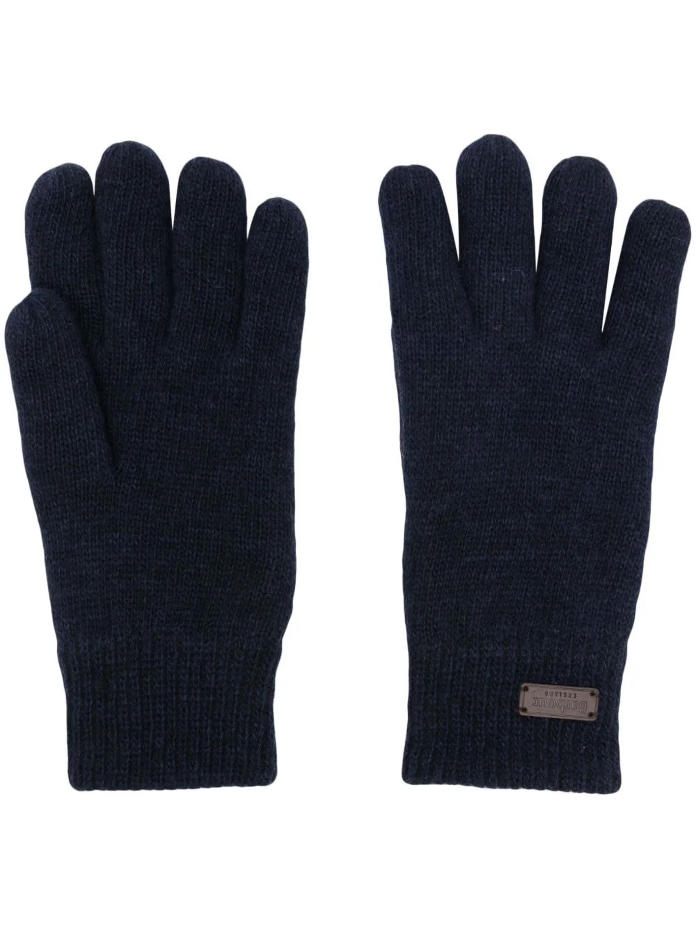 logo-patch ribbed gloves - 1