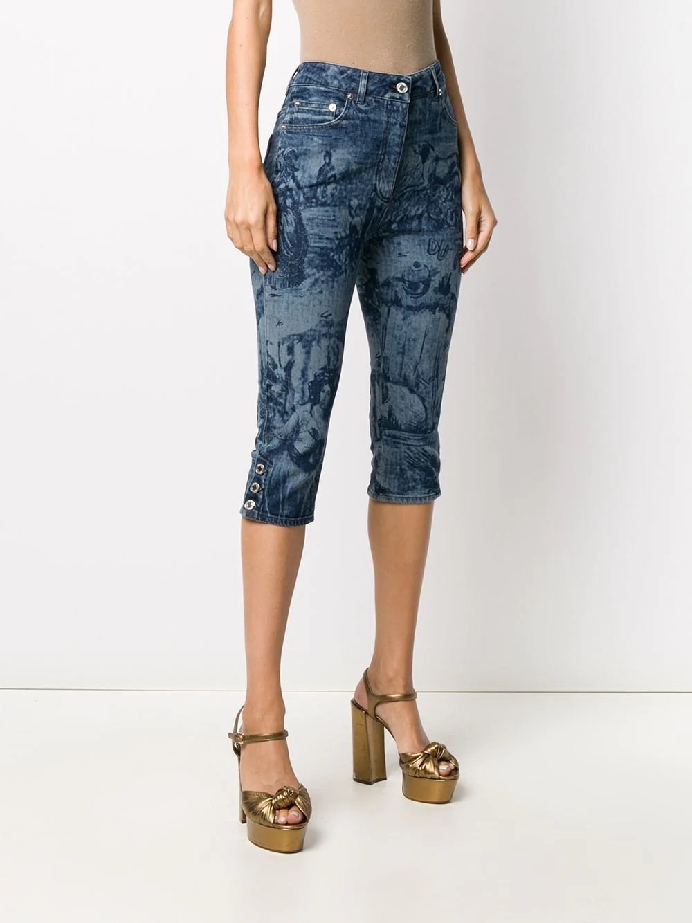 printed below-the-knee jeans - 3