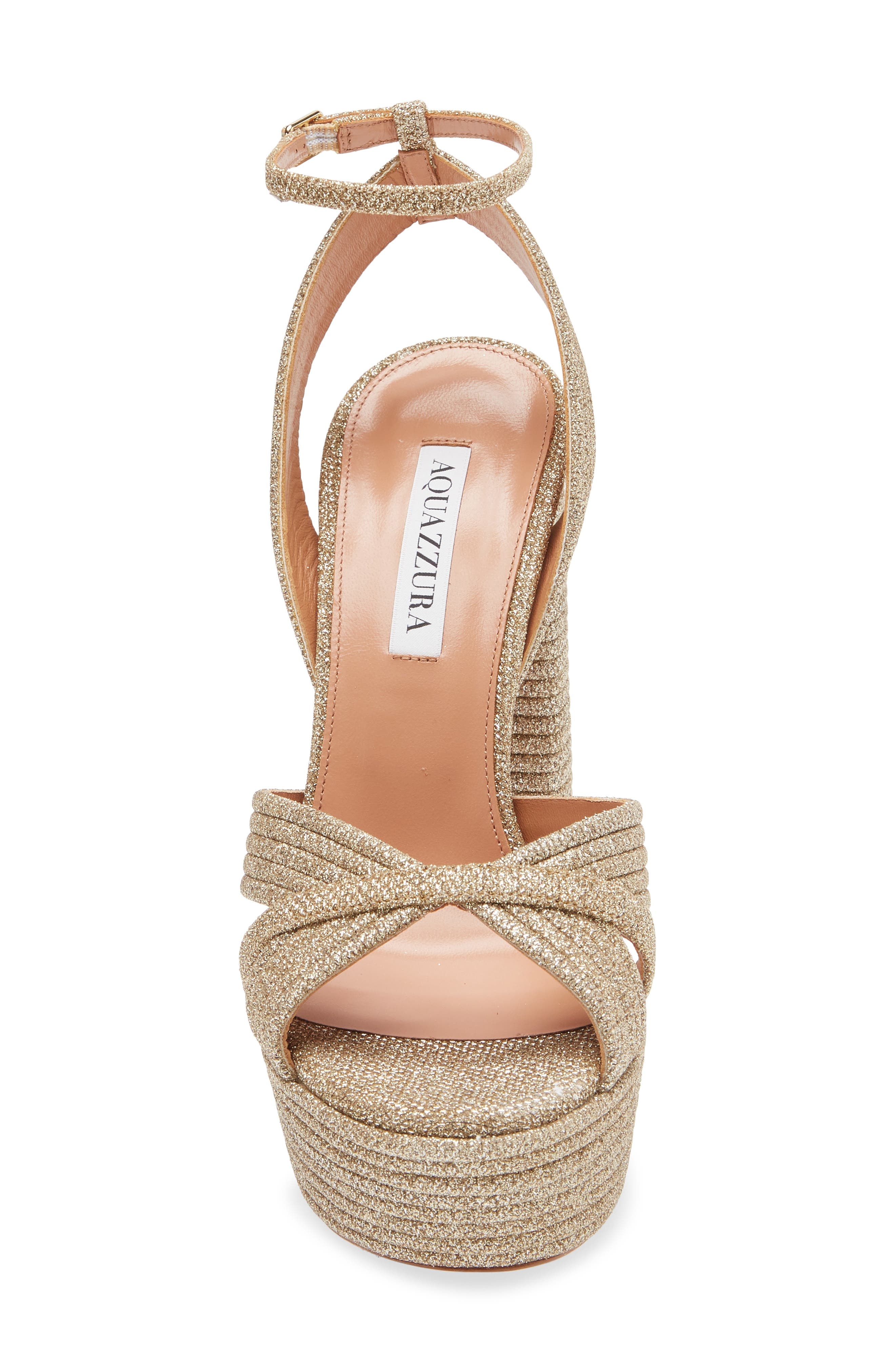 Aquazzura Sundance Ankle Strap Platform Sandal in Platino at Nordstrom - 4