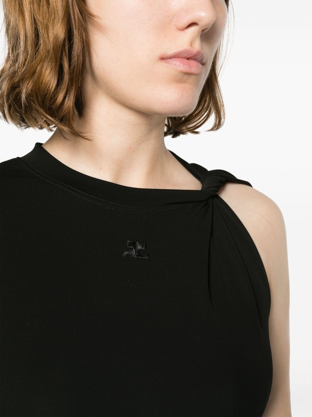 logo-appliqué asymmetric midi dress - 5