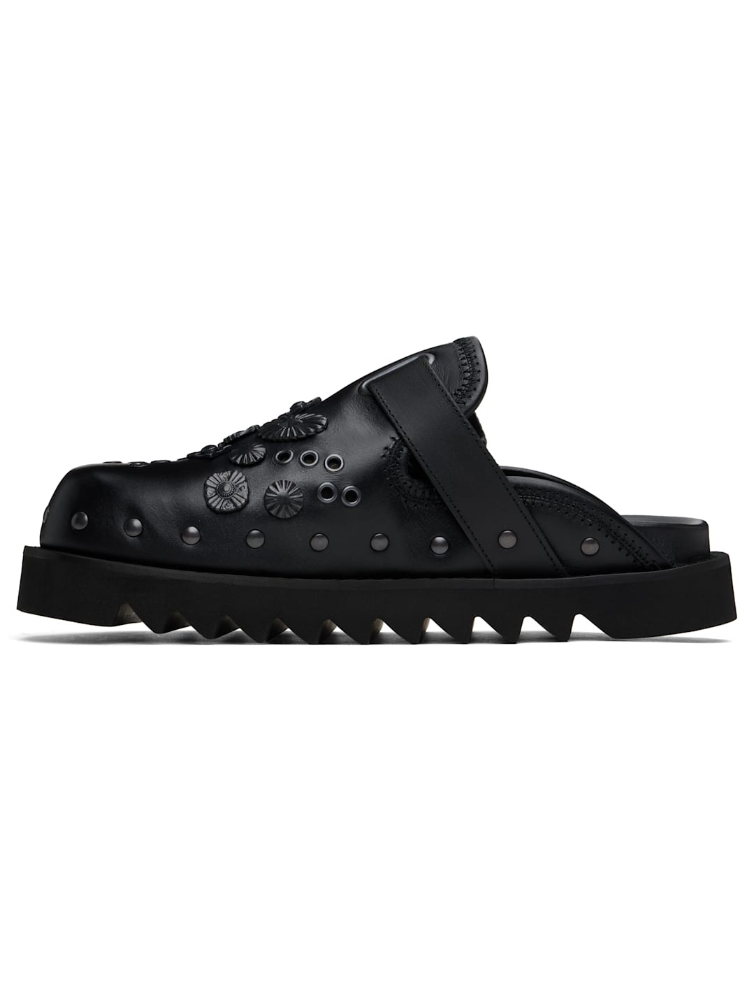 SSENSE Exclusive Black Eyelet Metal Sabot Slip-on Loafers - 3