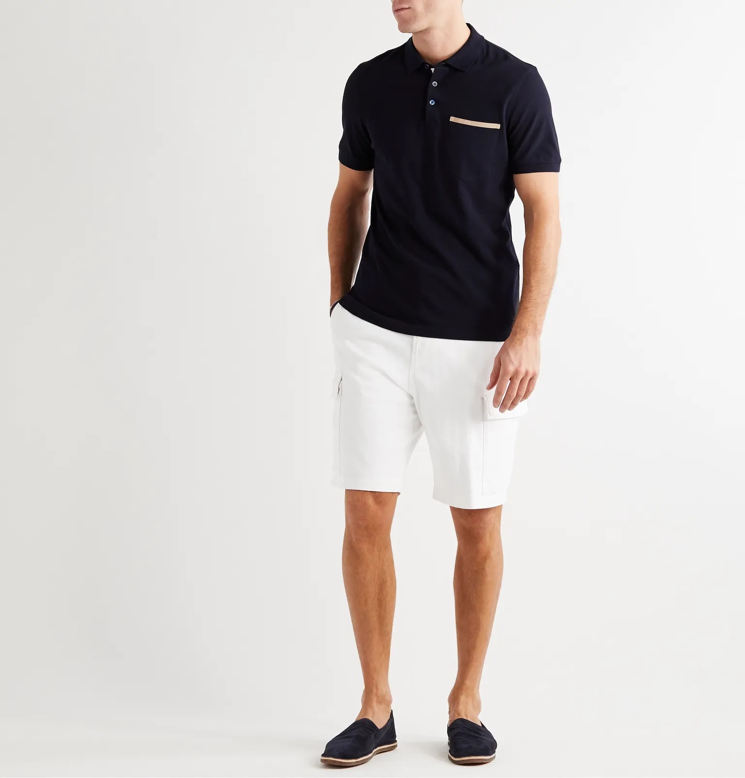 Herringbone Stretch-Cotton Cargo Shorts - 2