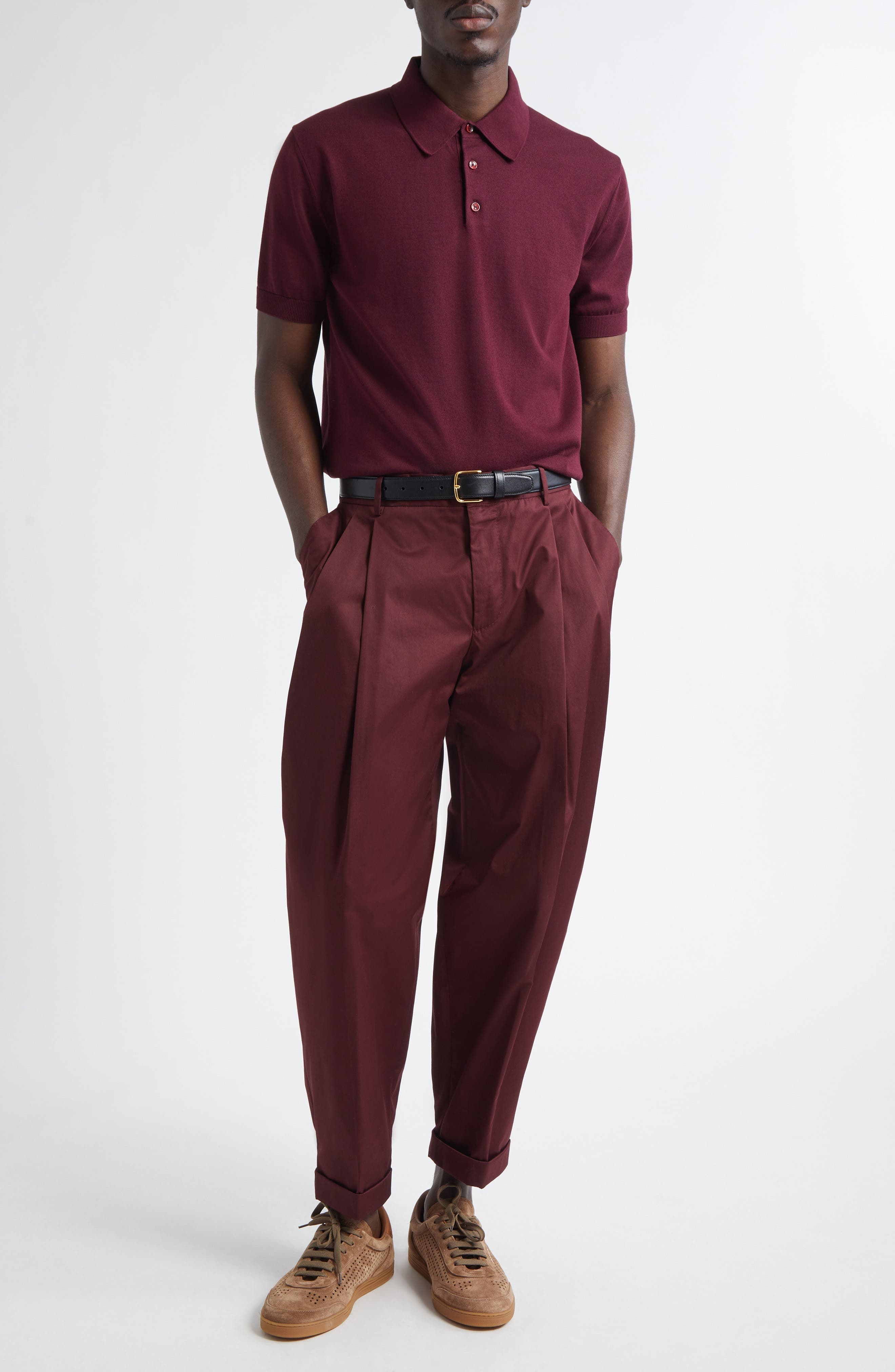Dolce&Gabbana Cotton Polo Sweater in M5039 Brown-Dark Violet at Nordstrom - 2