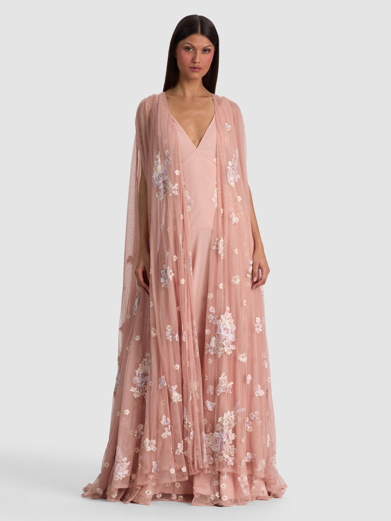 AZRIELLA EMBROIDERED MAXI GOWN CAPE 2