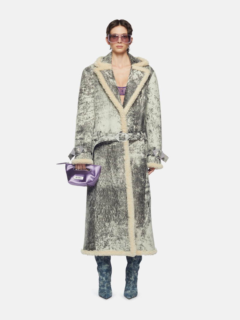 THE ATTICO MILK AND DARK GREY LONG COAT outlook