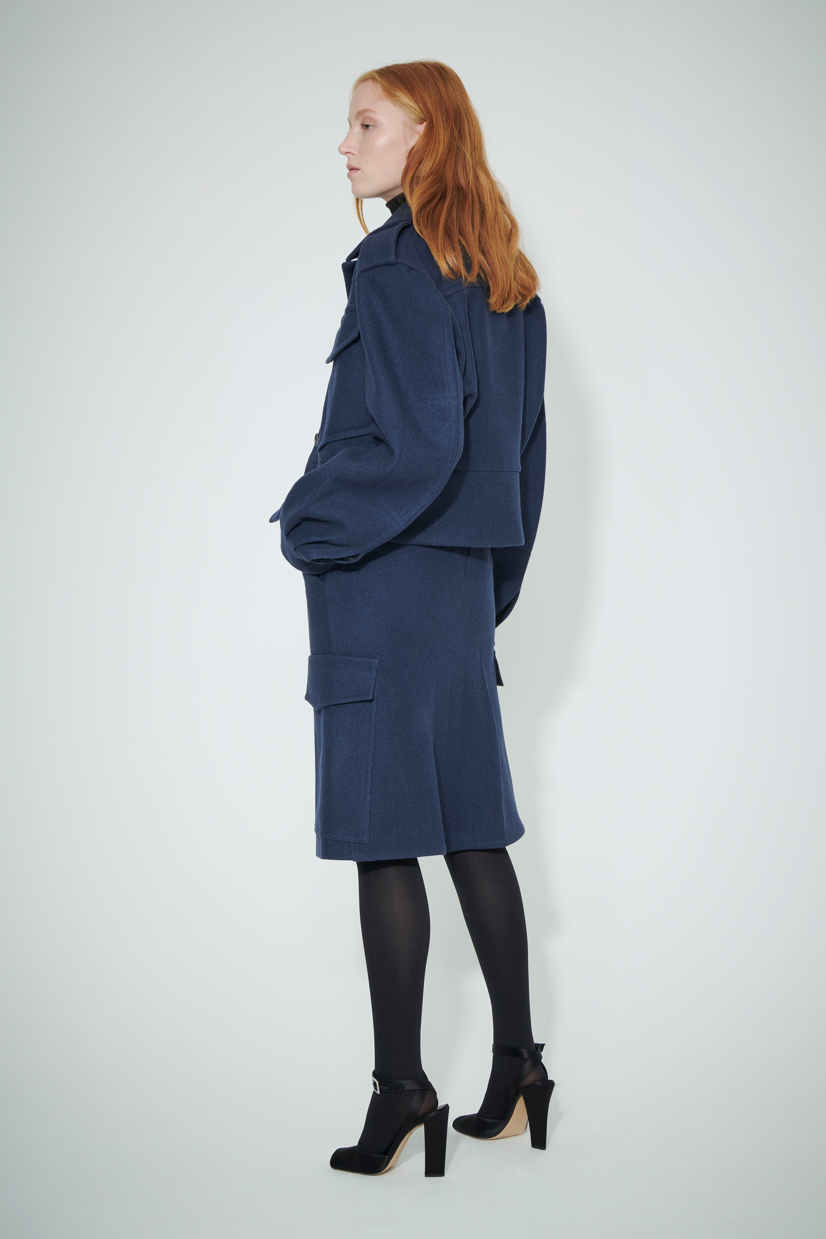 Cropped Utility Jacket in Steel Blue - 5