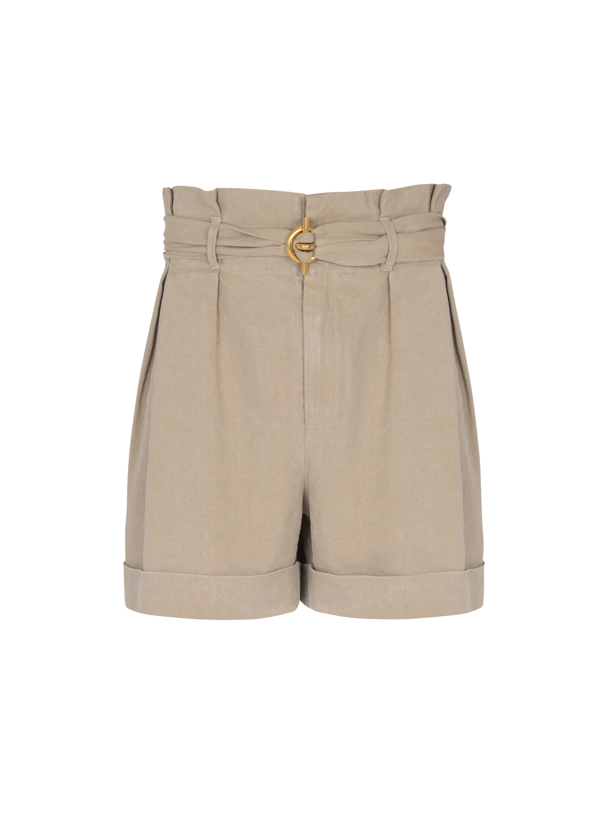 Cotton and linen Bermuda shorts with T-Bar belt - 1