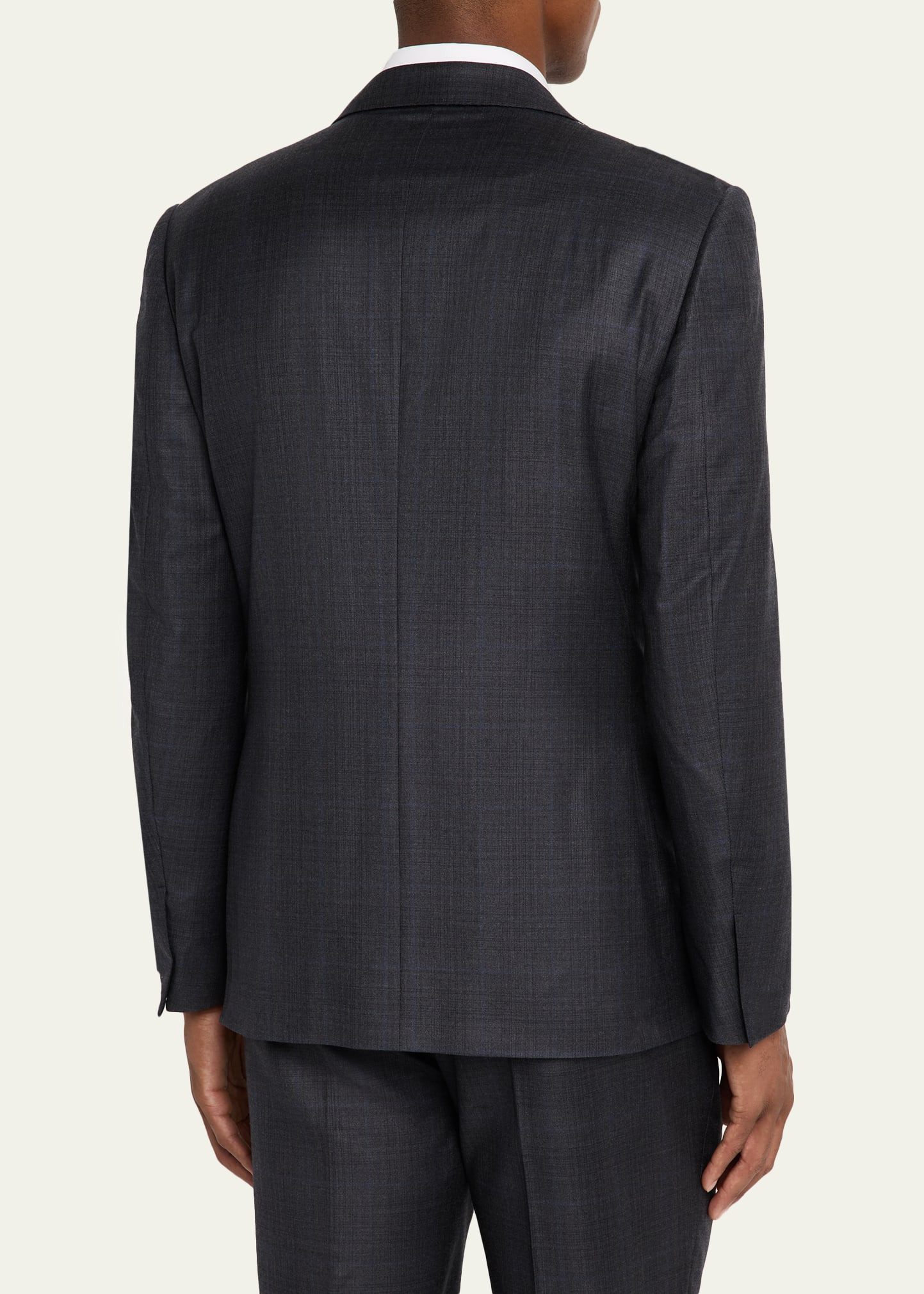 Men's Wool Windowpane Plaid Two-Piece Suit - 7