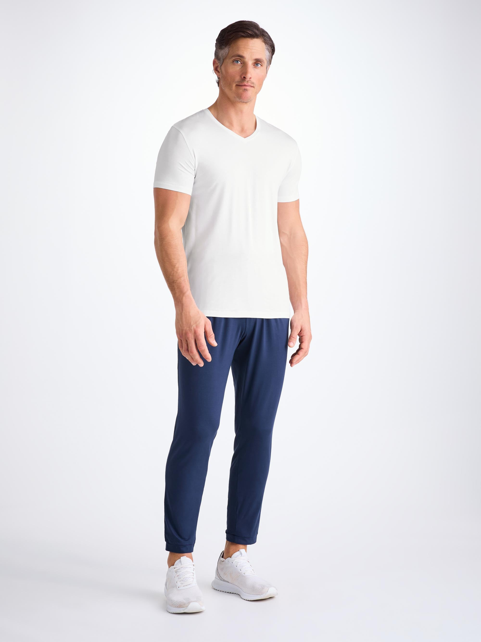Men's V-Neck T-Shirt Basel Micro Modal Stretch White - 3
