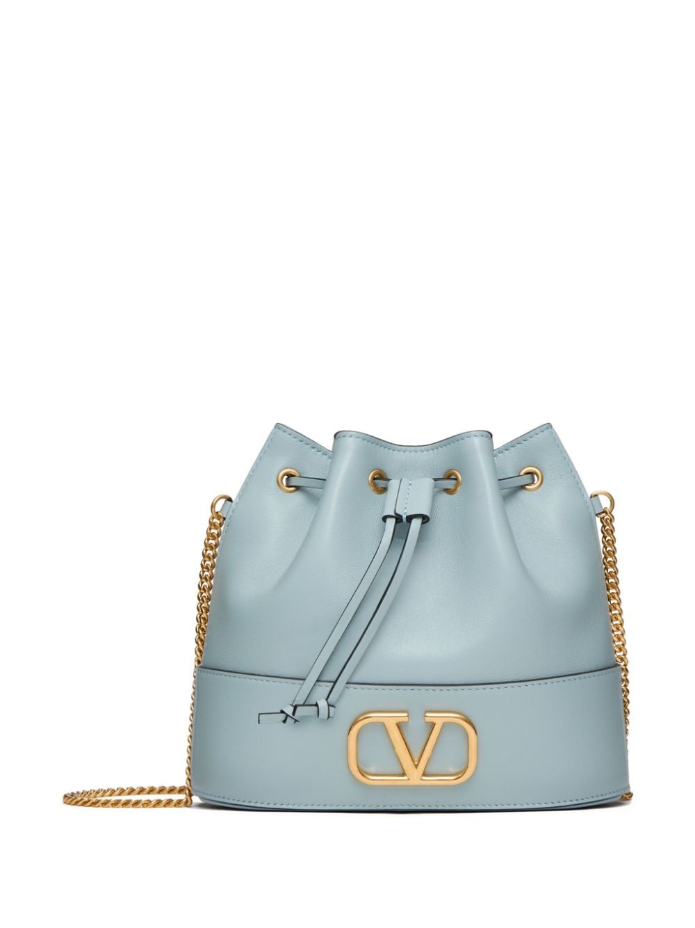 VLogo Signature leather bucket bag - 1