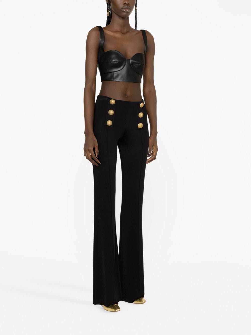 double-button flared trousers - 3