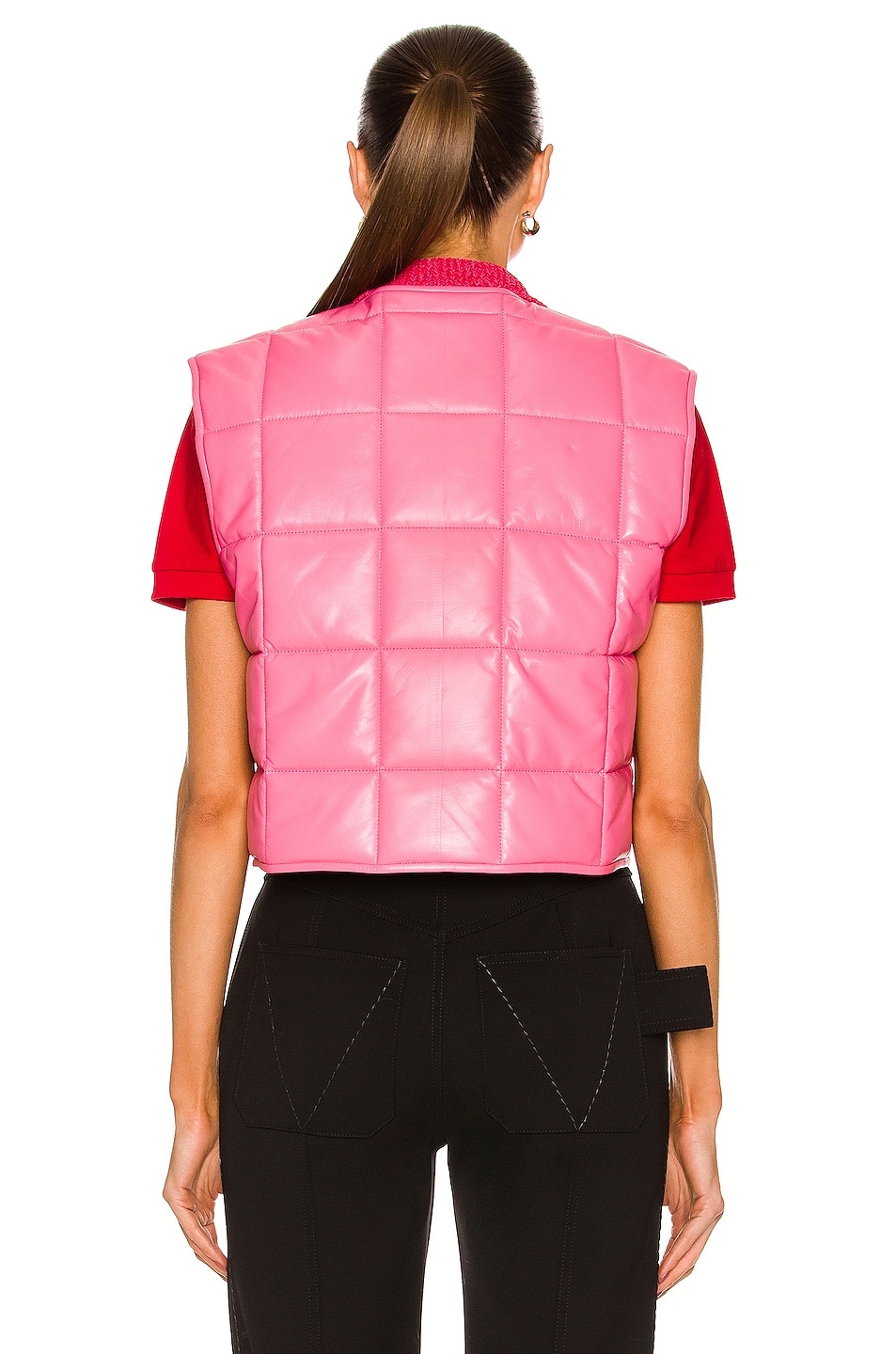 Shiny Leather Padded Vest - 4