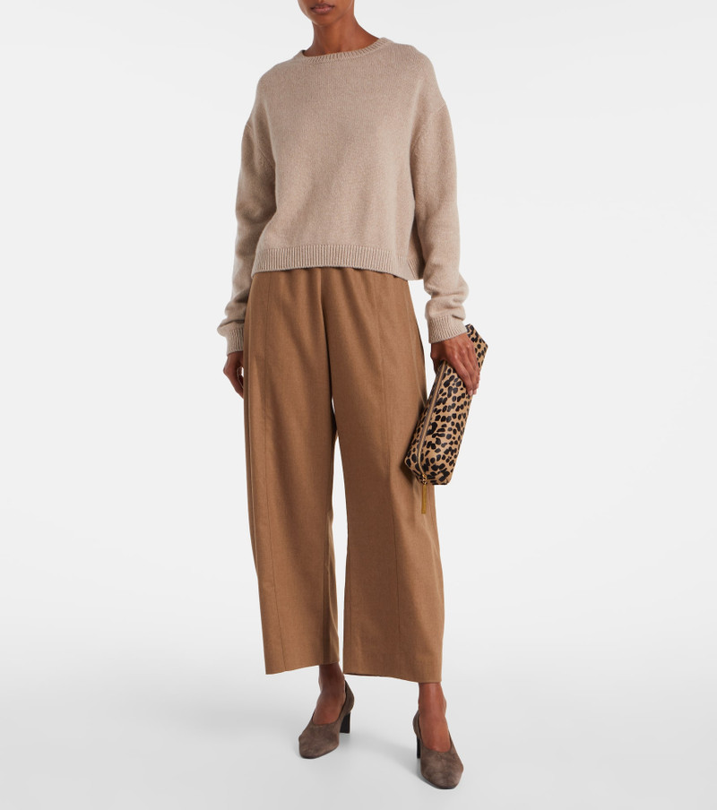 KHAITE Clover mid-rise wool barrel-leg pants outlook