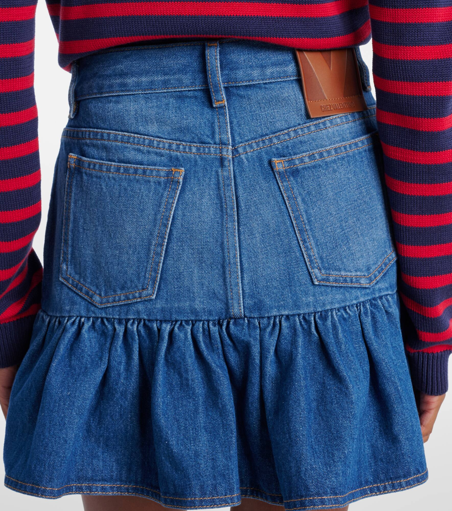 Ruffled denim miniskirt - 5