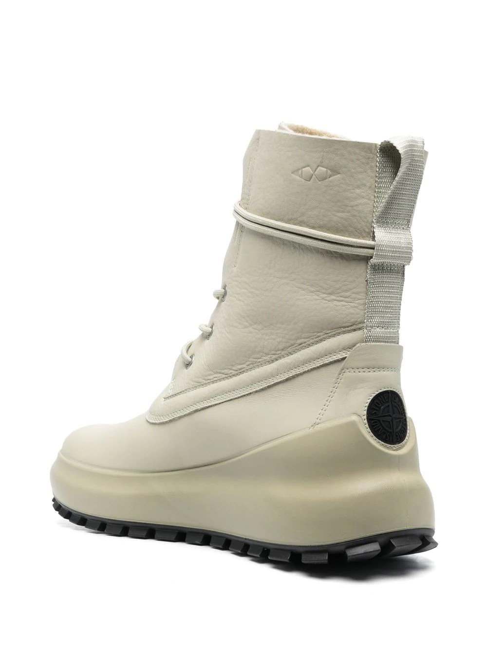 logo-patch leather boots - 3