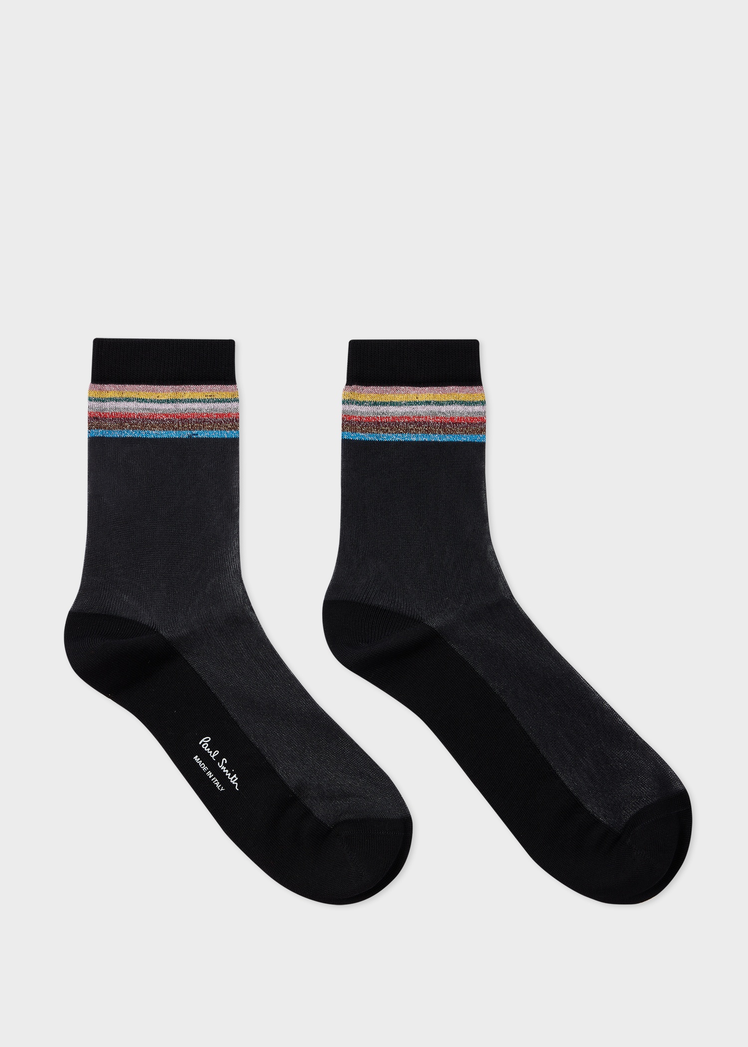 Women's Black Sheer 'Signature Stripe' Socks - 2