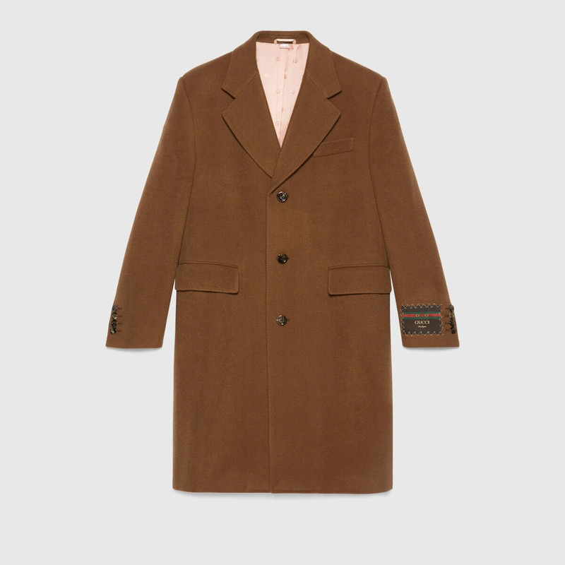 Wool coat with Gucci label 1