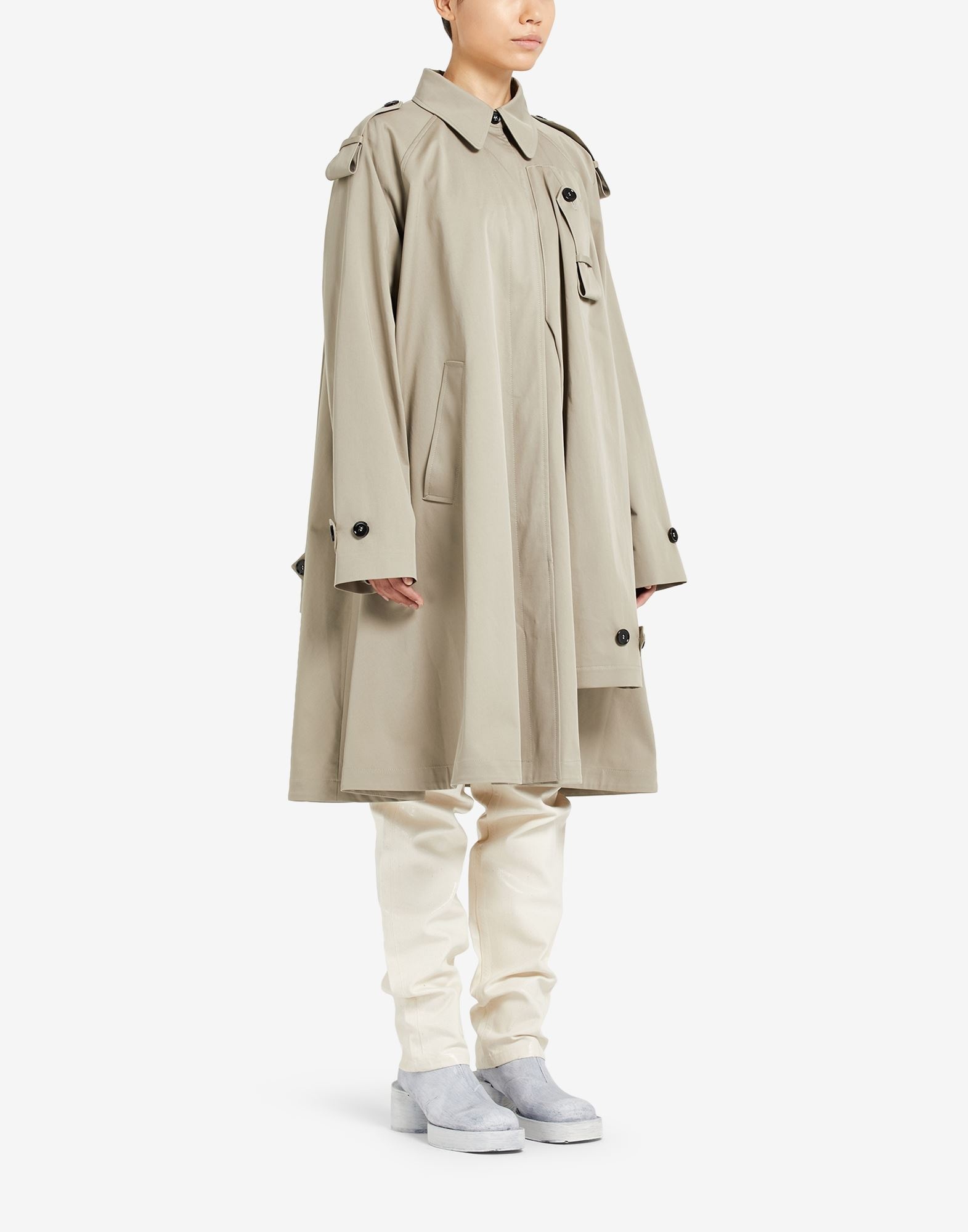 Long trench coat with hanging sleeves - 3