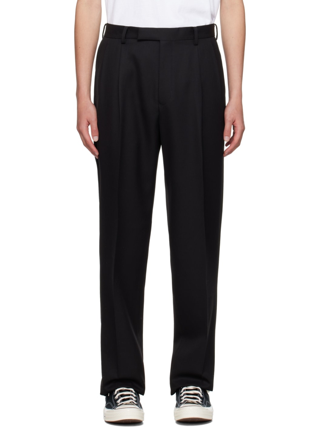 WACKO MARIA Black Pleated Trousers | REVERSIBLE