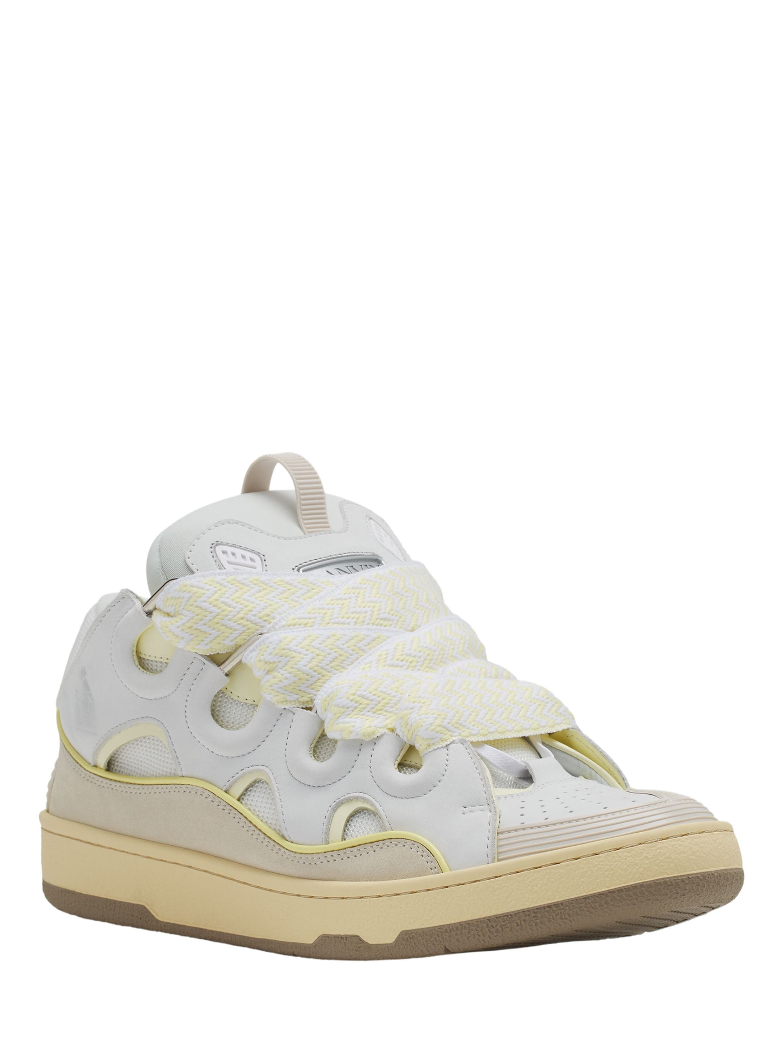 Lanvin Curb Leather Sneakers in White/beige at Nordstrom - 2