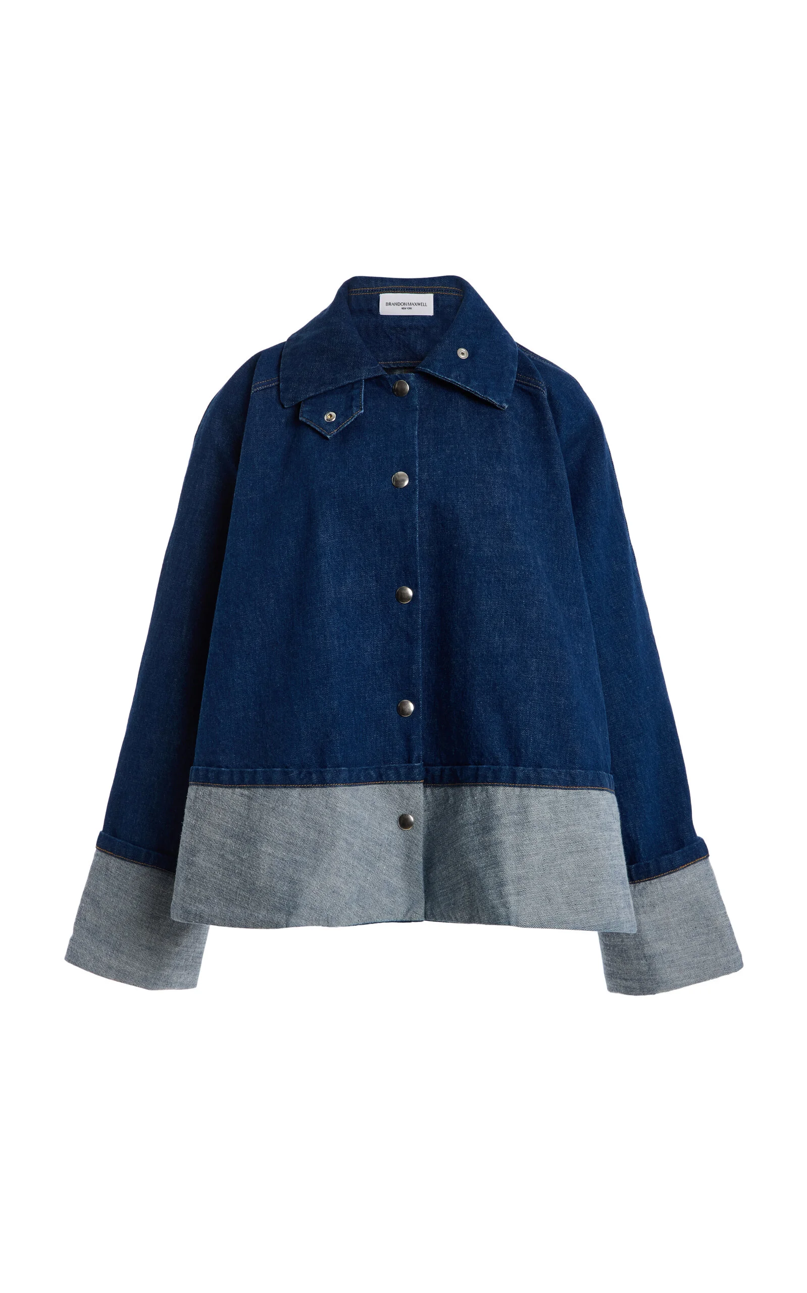 The Wells Cuffed Denim Trapeze Jacket medium wash - 1