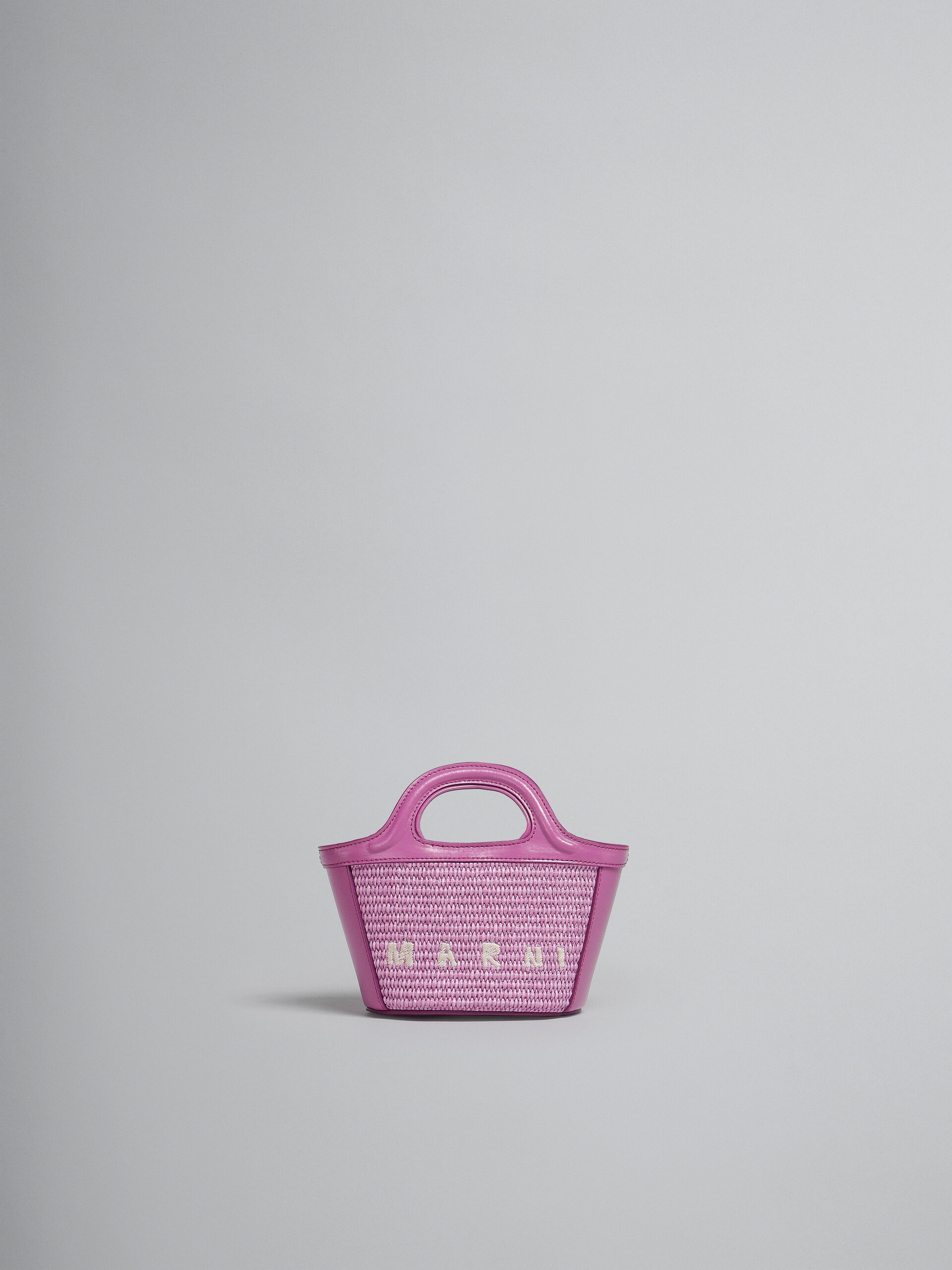 TROPICALIA MICRO BAG IN LILAC LEATHER AND RAFFIA - 1