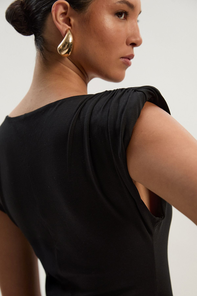 Stretch Jersey Power Shoulder Midi Dress 3