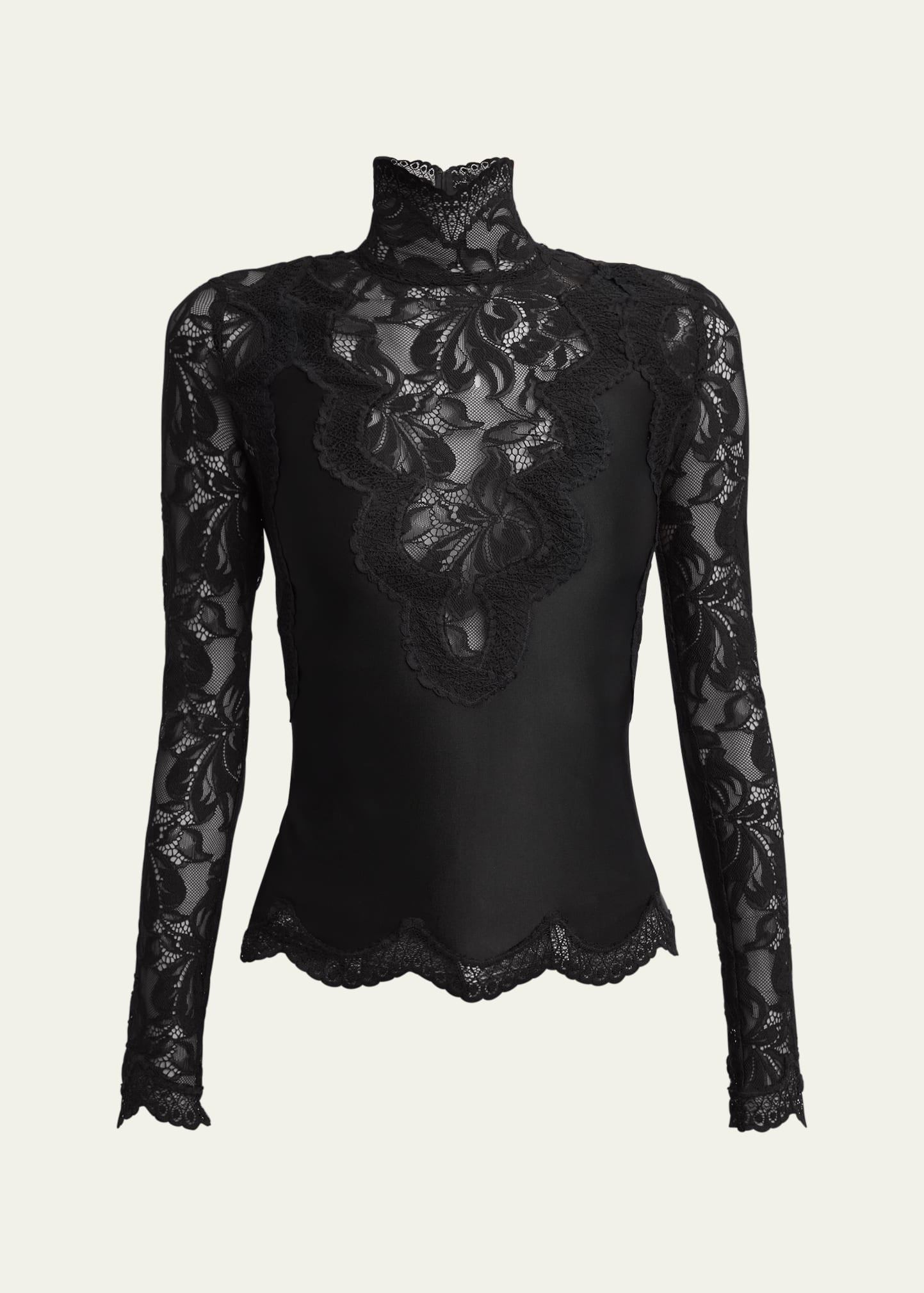 High-Neck Lace Blouse - 1