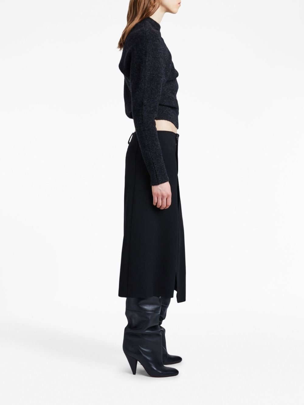 asymmetric twill wrap skirt - 4