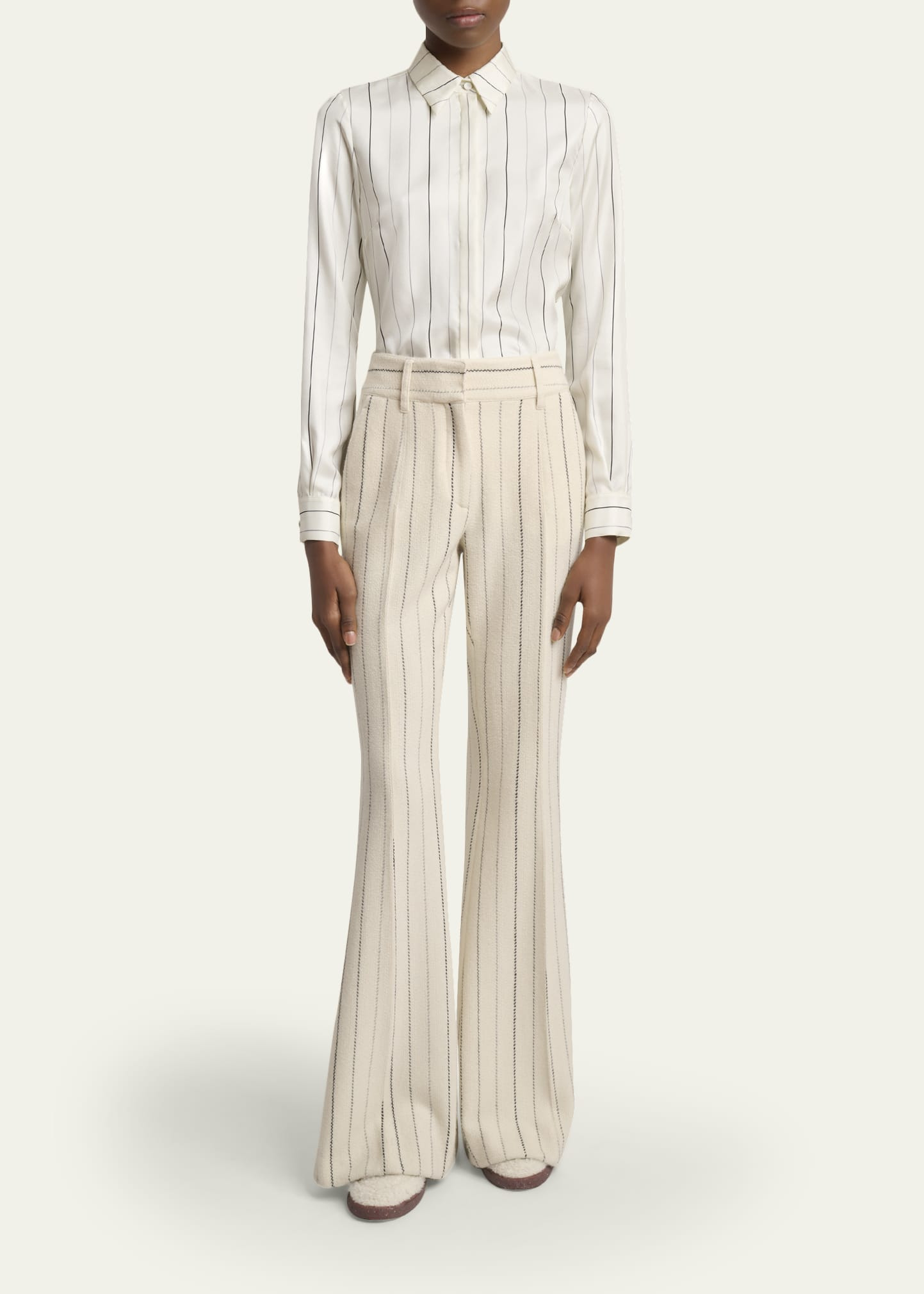 Henri Pinstripe Silk Button-Down Blouse - 2
