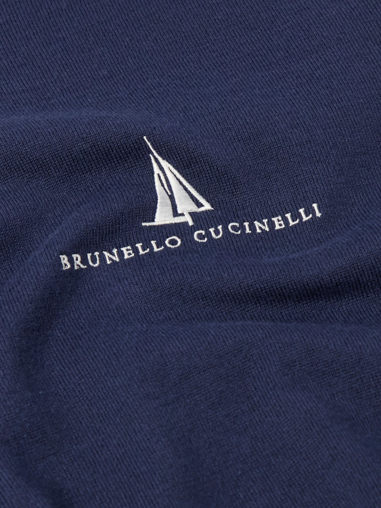 Logo-Embroidered Cotton T-Shirt Navy - 4
