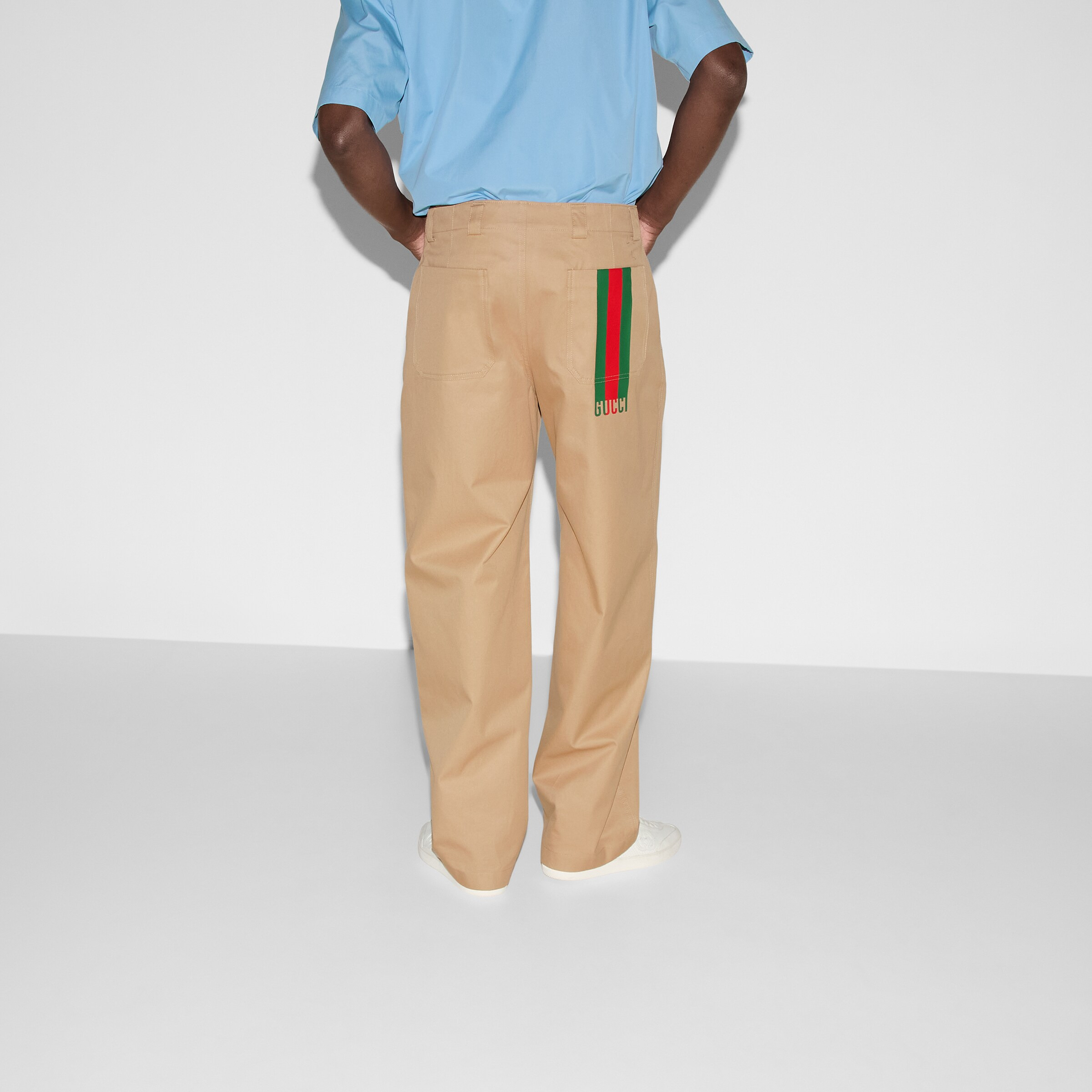 Compact cotton twill pants with Web - 4